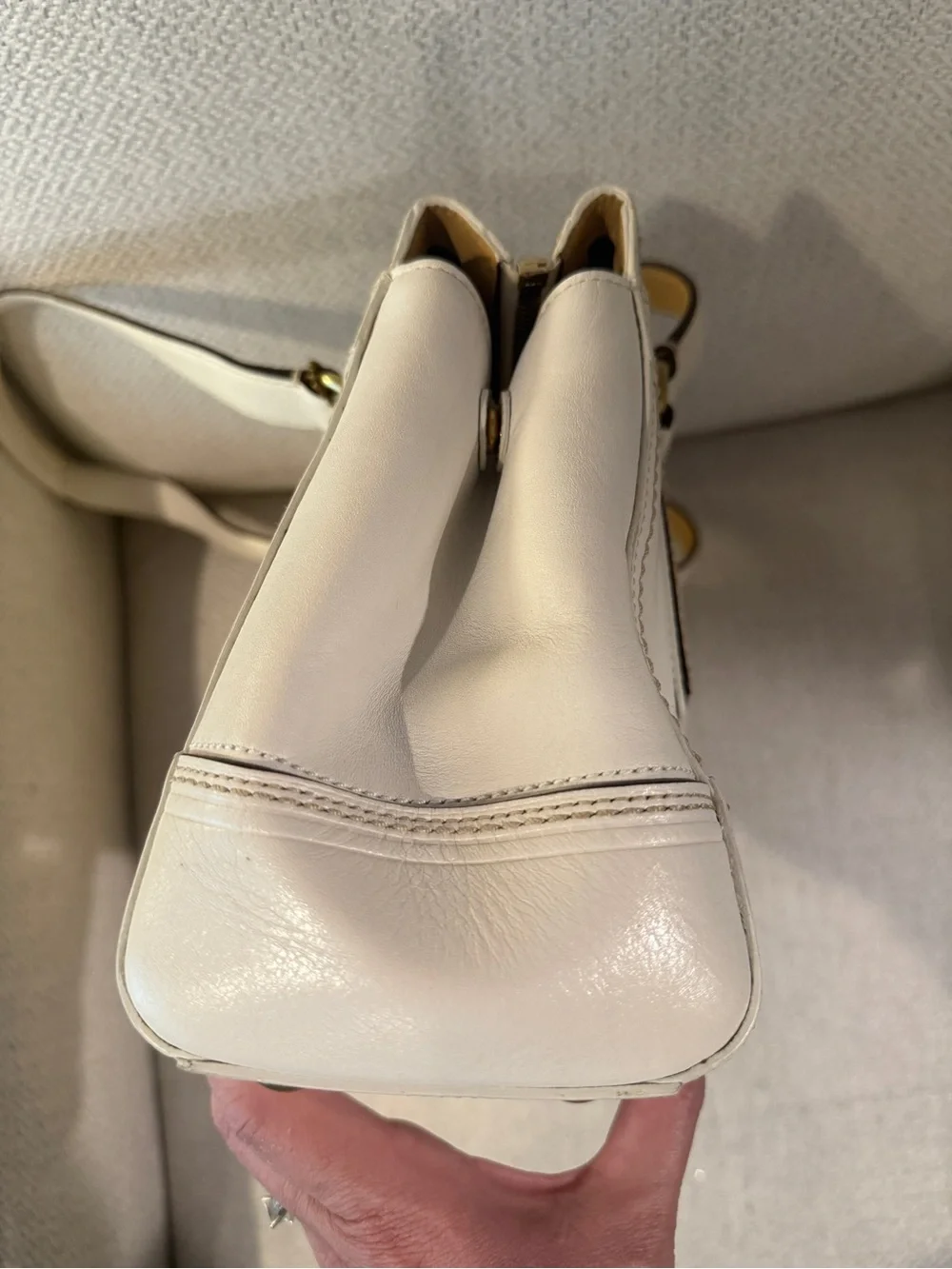 Coach Cream and Brown Striped Signature Tote Shoulder Bag